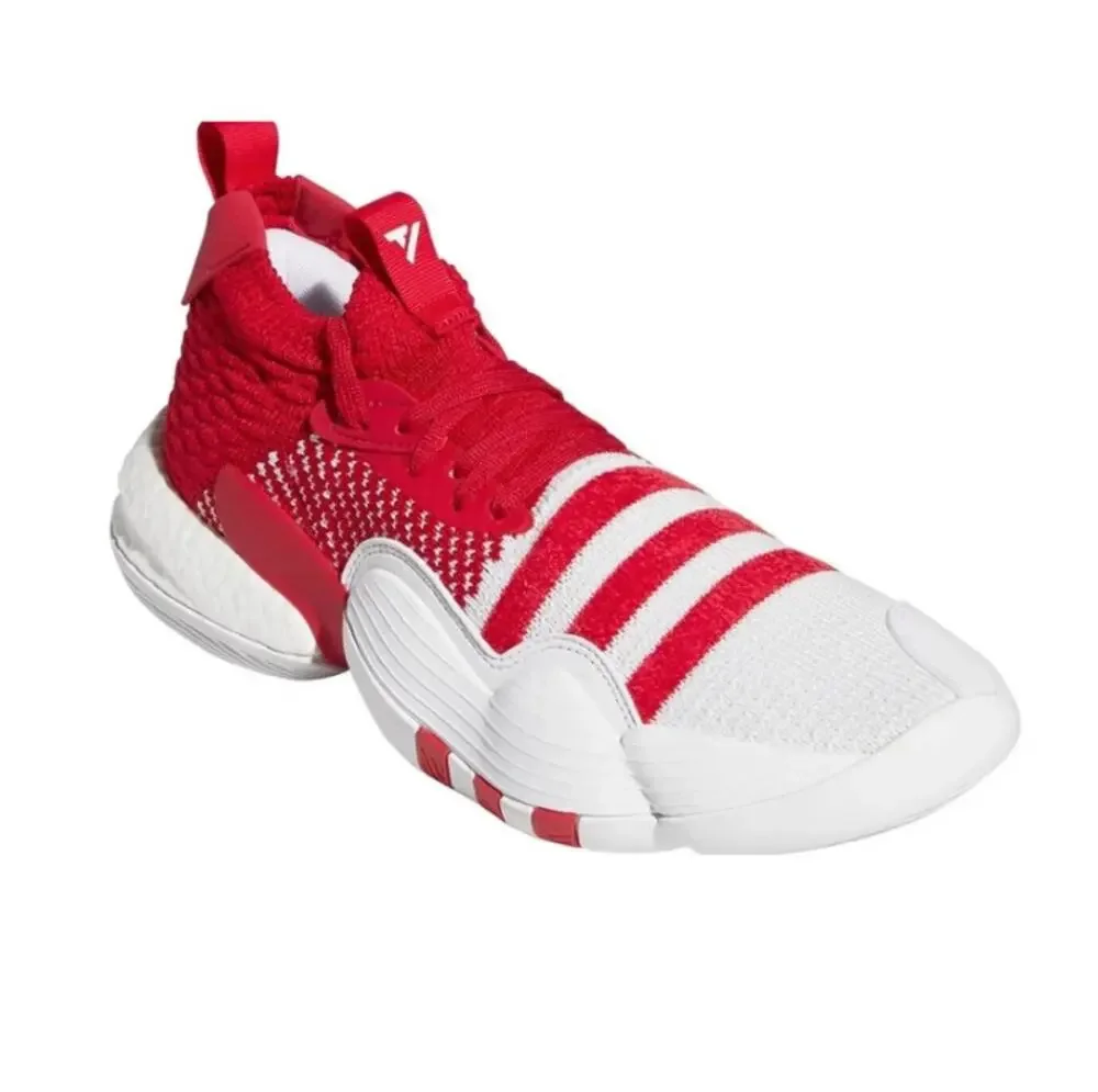 Adidas Men's Red Textured Knit Trae Young 2.0 Sneaker Shoes Size 17
